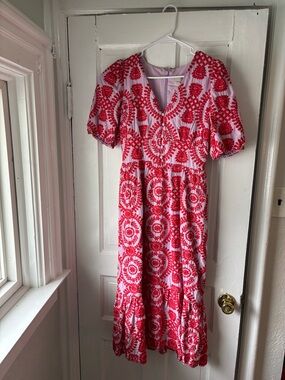 NWT Adelyn Rae lilac and warm red Embroidered Maxi Dress